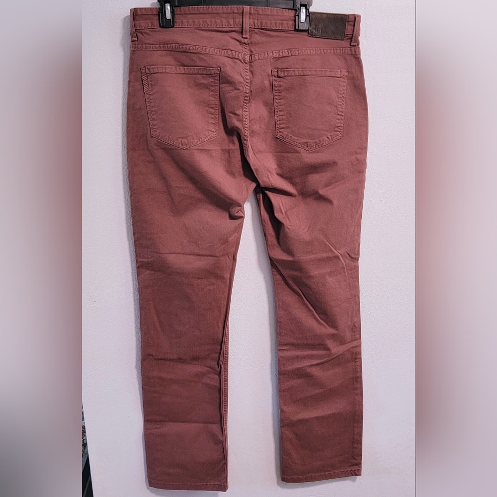 34 PAIGE Federal Slim Straight Pants Canyon Red Preppy Colorful Denim W2984 - Picture 2 of 10
